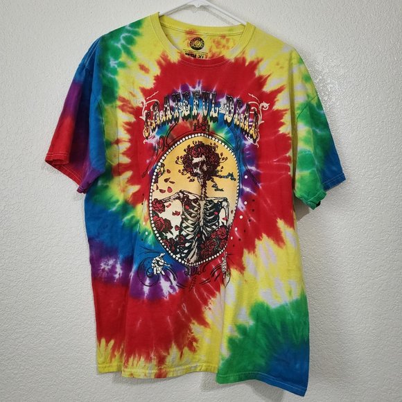 Grateful Dead Tie‎ Dye T-shirt Ripple Junction Skeleton and Roses Graphic Print - Picture 5 of 6